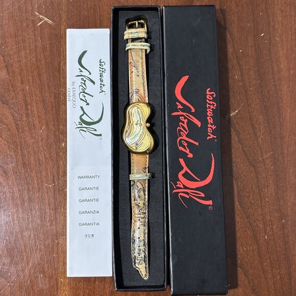 Salvador Dali Softwatch By Exaequo Geneve Melting Watch 92009 Box manual - Picture 1 of 12